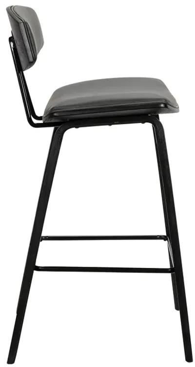 Fox 25.5" Counter Height Grey Faux Leather and Black Wood Mid-Century Modern Bar Stool