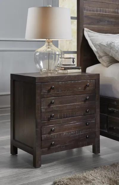 Townsend Three Drawer Solid Wood Nightstand in Java