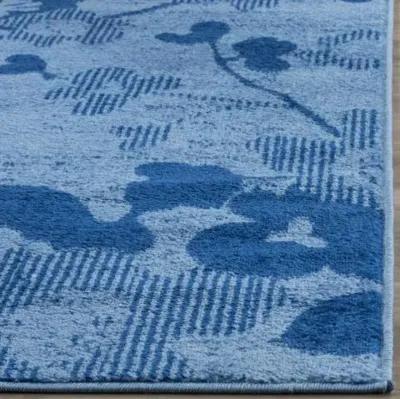 Adirondack Contemporary Light Blue / Dark Blue 10' X 14' Powerloomed Rug