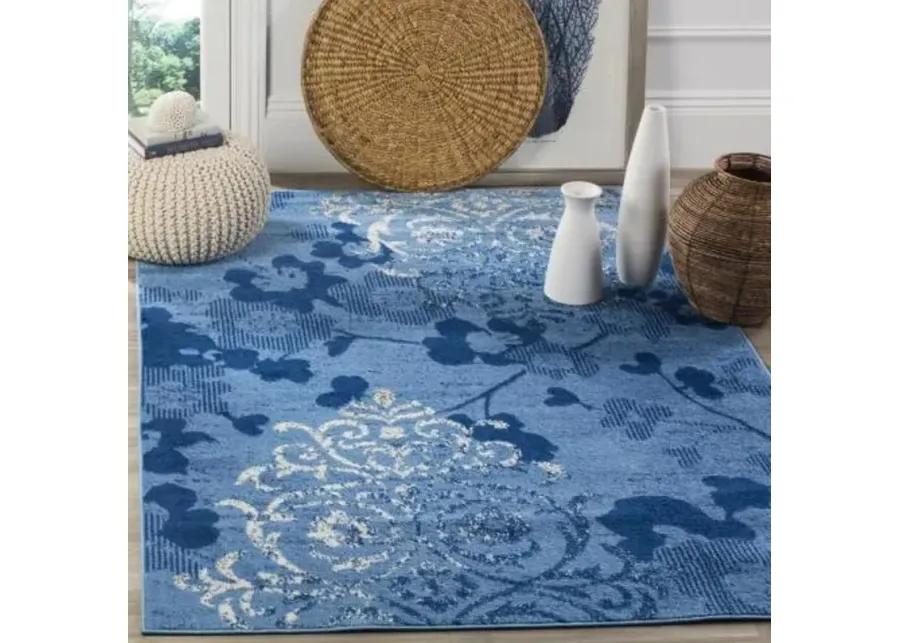 Adirondack Contemporary Light Blue / Dark Blue 10' X 14' Powerloomed Rug