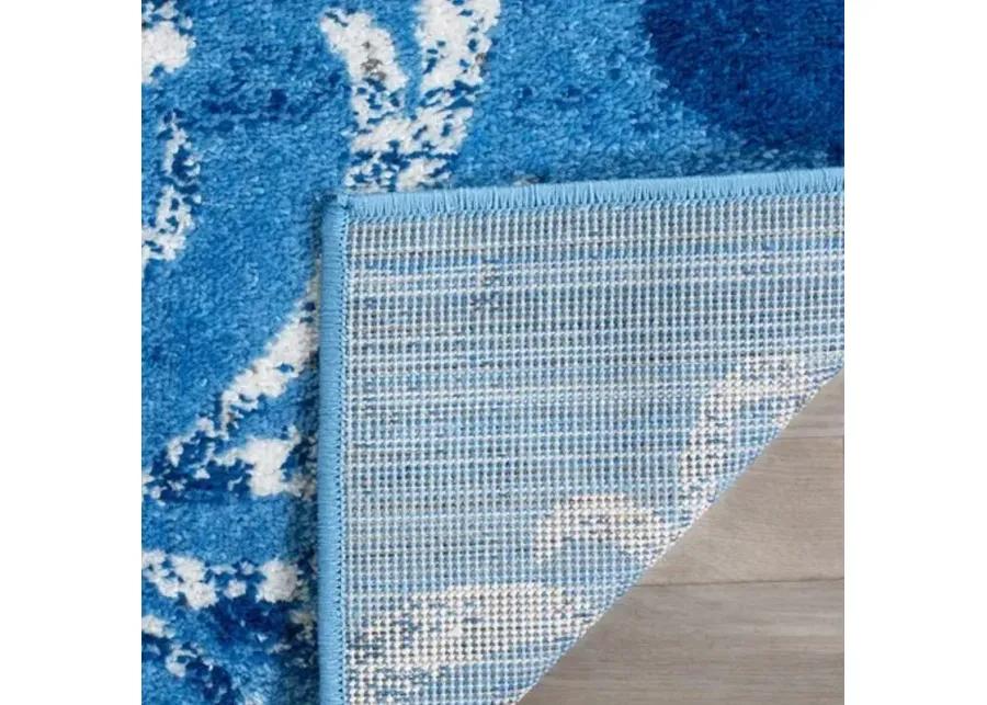 Adirondack Contemporary Light Blue / Dark Blue 10' X 14' Powerloomed Rug