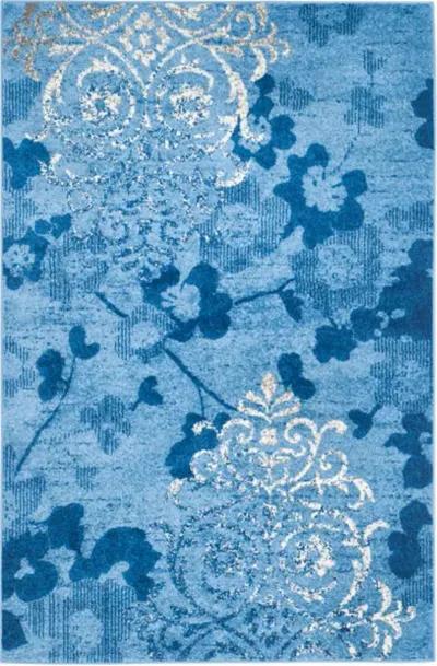 Adirondack Contemporary Light Blue / Dark Blue 10' X 14' Powerloomed Rug