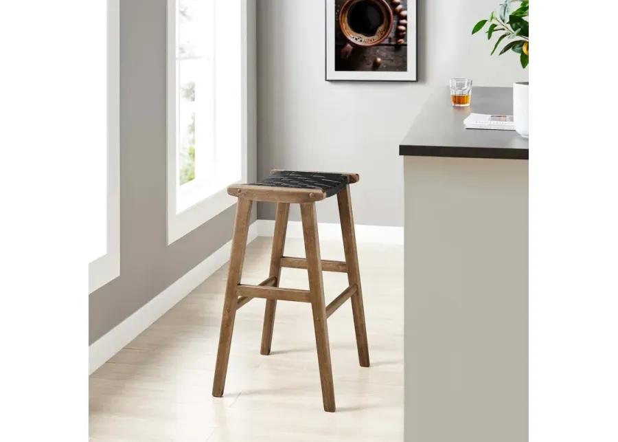 Saoirse Faux Leather Wood Bar Stool - Set of 2