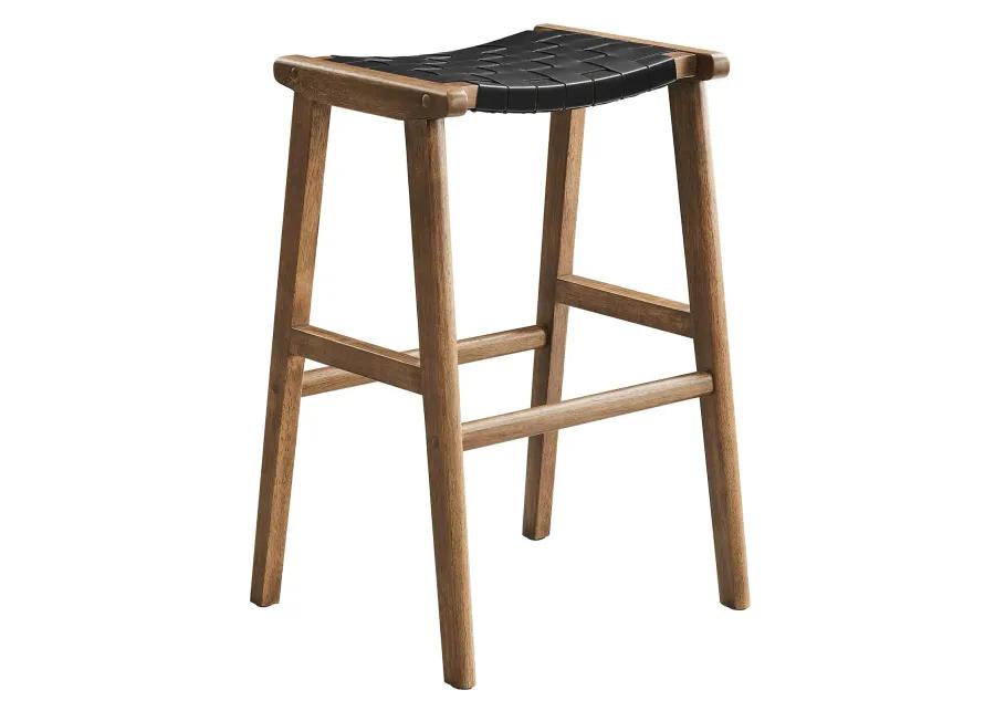 Saoirse Faux Leather Wood Bar Stool - Set of 2