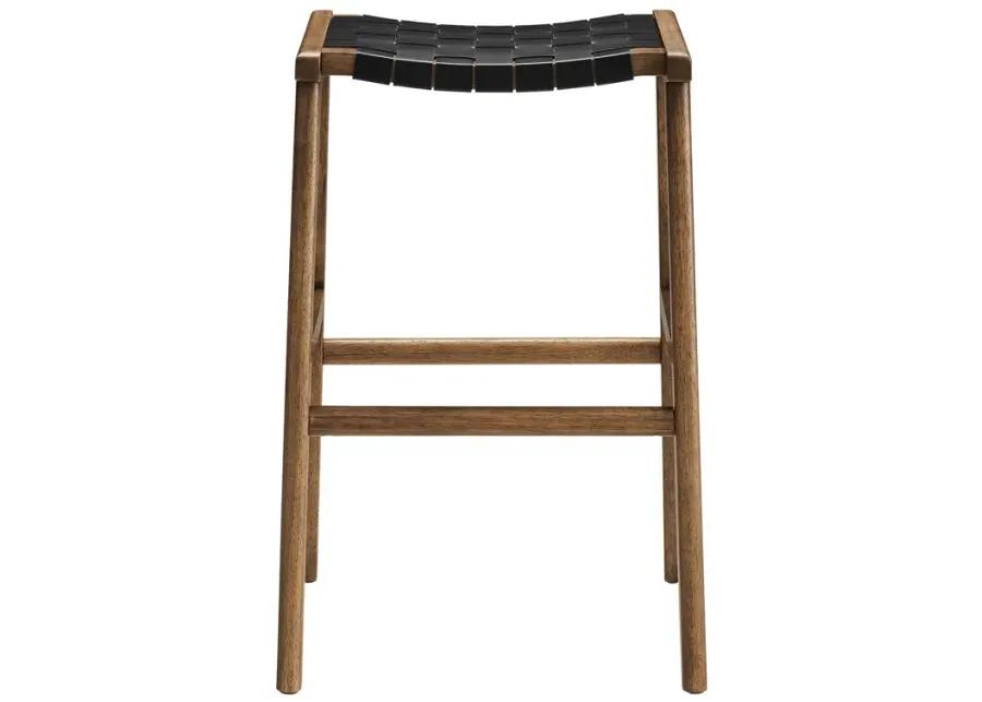 Saoirse Faux Leather Wood Bar Stool - Set of 2