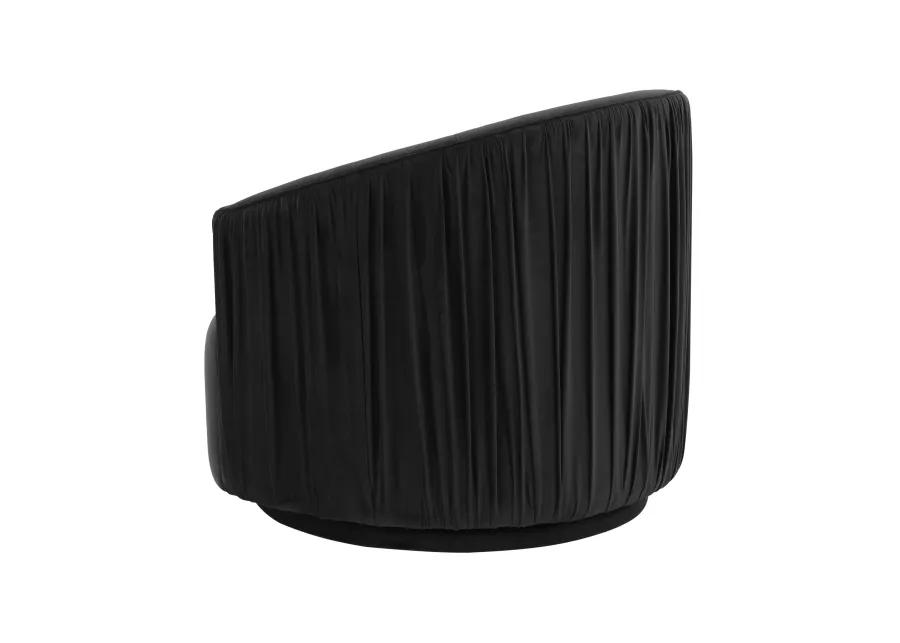 London Black Pleated Swivel Chair