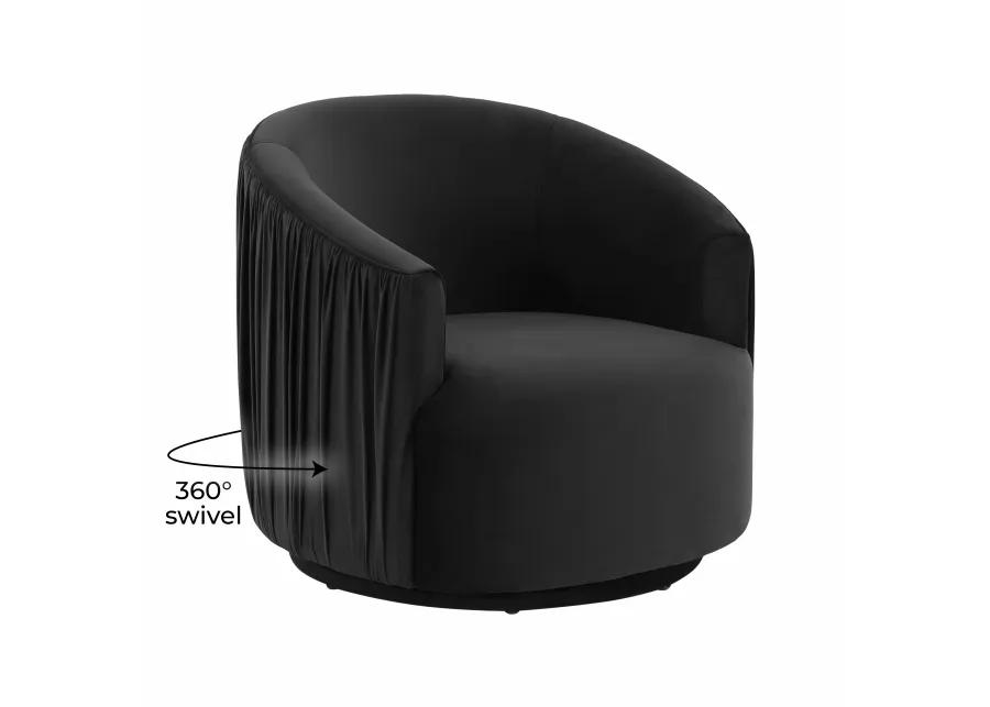 London Black Pleated Swivel Chair