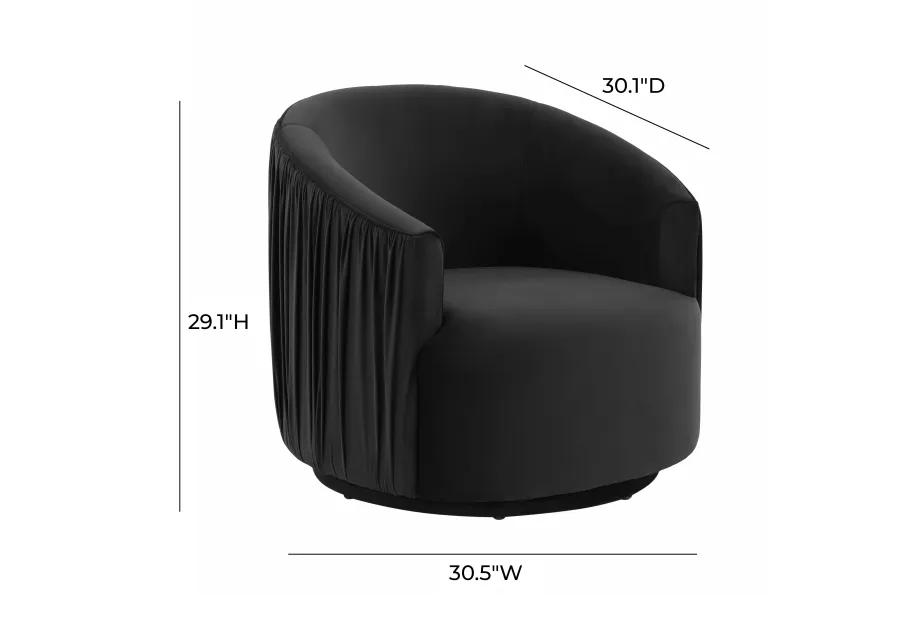 London Black Pleated Swivel Chair