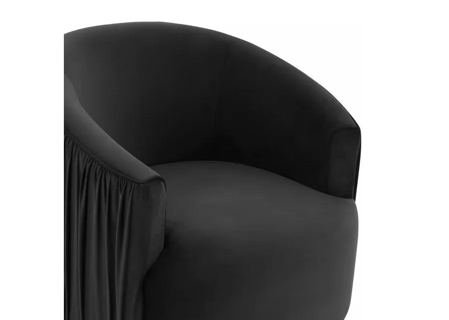 London Black Pleated Swivel Chair