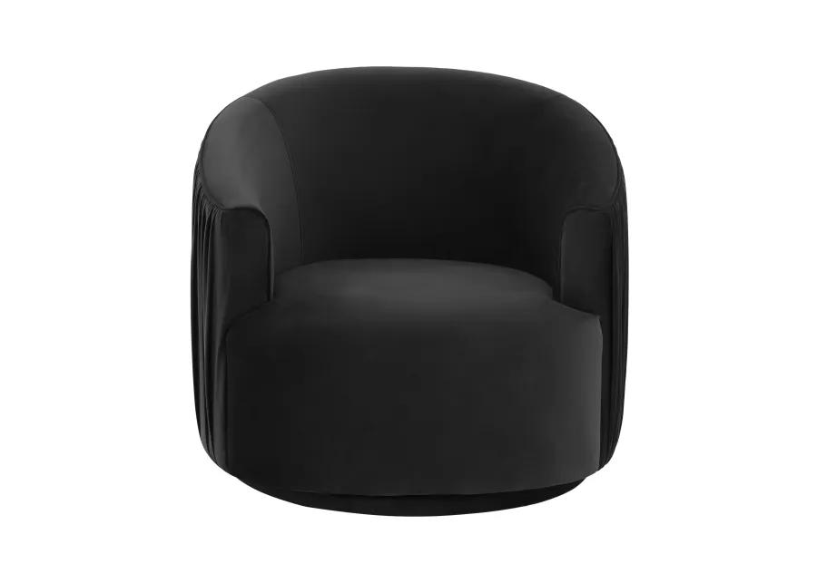 London Black Pleated Swivel Chair