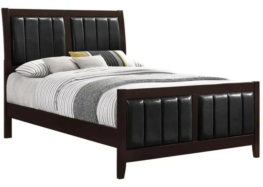 Carlton Queen Upholstered Bed Cappuccino and Black