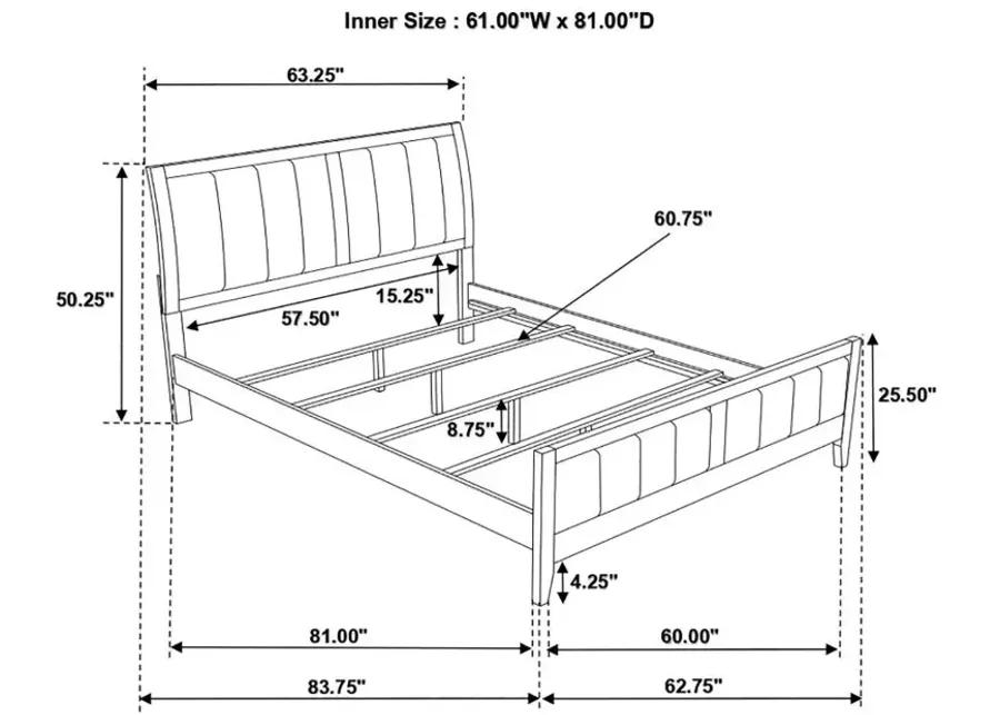 Carlton Queen Upholstered Bed Cappuccino and Black