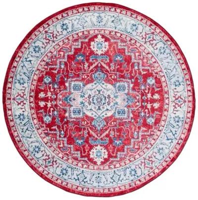 Brentwood 851 Red / Beige 6'-7" X 6'-7" Round Round Powerloomed Rug