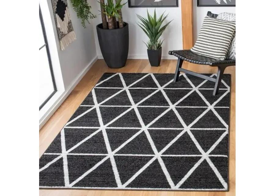 ADIRONDACK Contemporary Black / Ivory 2'-6" X 8' Powerloomed Rug