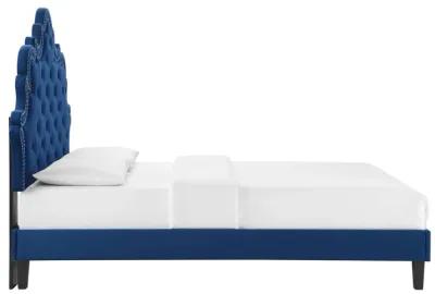 Sasha Button-Tufted Performance Velvet King Bed