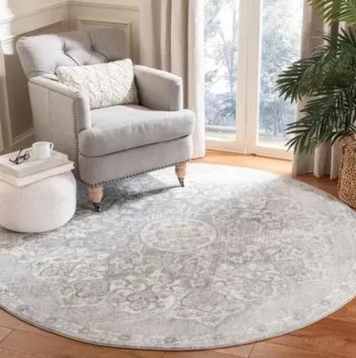 Brentwood 802 Grey / Ivory 9' X 9' Round Round Powerloomed Rug