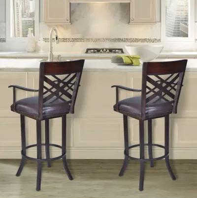 Tahiti  26" Arm Barstool in Auburn Bay finish with Brown Pu upholstery