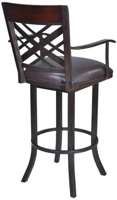 Tahiti  26" Arm Barstool in Auburn Bay finish with Brown Pu upholstery