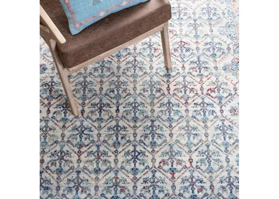 Brentwood 869 Ivory / Blue 4' X 6' Small Rectangle Powerloomed Rug