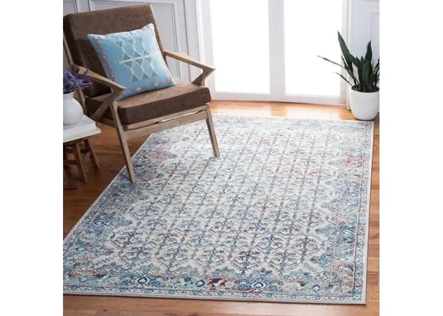 Brentwood 869 Ivory / Blue 4' X 6' Small Rectangle Powerloomed Rug