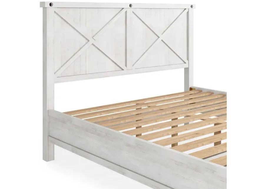 Yosemite Full-size Solid Wood Footboard Storage Bed in Rustic White