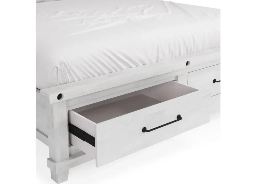 Yosemite Full-size Solid Wood Footboard Storage Bed in Rustic White