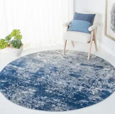 Brentwood 822 Grey / Navy 6'-7" X 6'-7" Round Round Powerloomed Rug