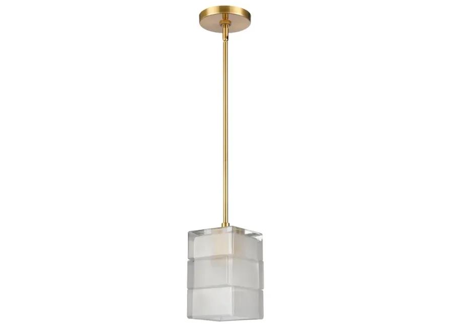 Ice Blocks 6" Wide 1-Light Mini Pendant - Satin Brass