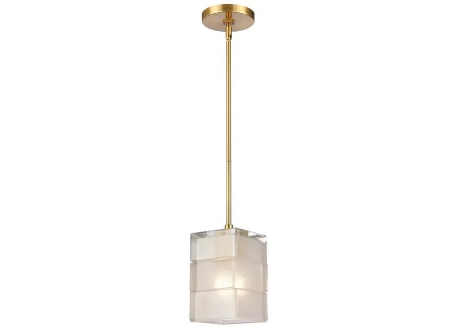 Ice Blocks 6" Wide 1-Light Mini Pendant - Satin Brass