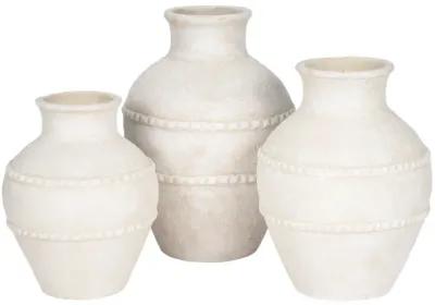 12" Traditional Textured Terracotta Vase, Ivory