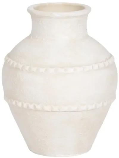 12" Traditional Textured Terracotta Vase, Ivory