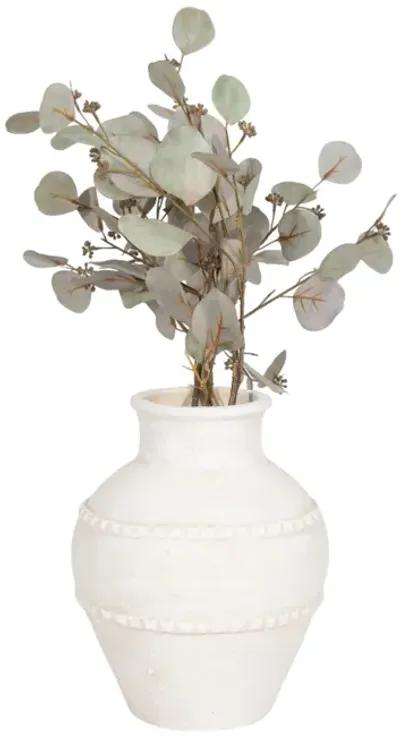 12" Traditional Textured Terracotta Vase, Ivory