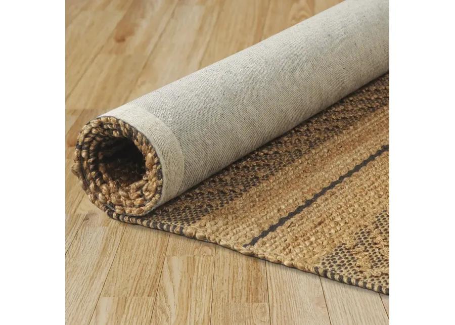 Earl Tan/ Black Geometric Farmhouse Organic Jute Indoor Area Rug 5' x 7'9"