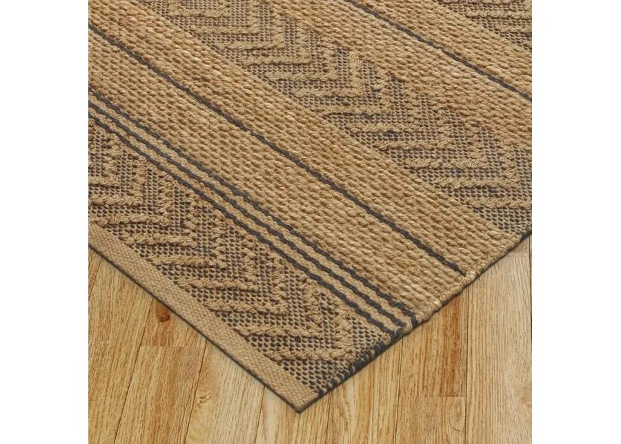 Earl Tan/ Black Geometric Farmhouse Organic Jute Indoor Area Rug 5' x 7'9"