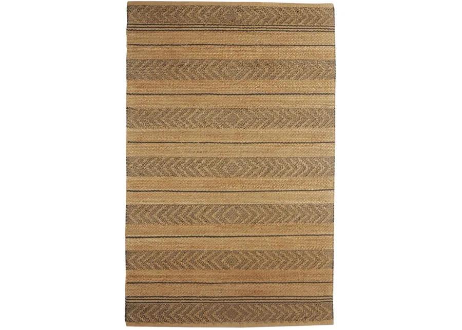 Earl Tan/ Black Geometric Farmhouse Organic Jute Indoor Area Rug 5' x 7'9"