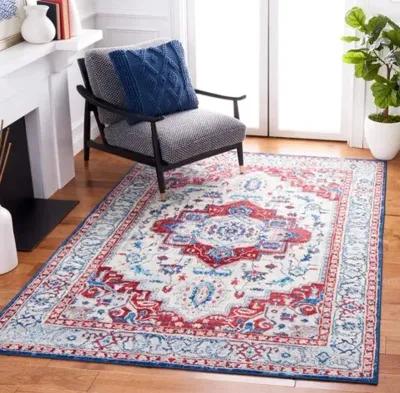 Brentwood 851 Beige / Red 5'-3" X 7'-6" Medium Rectangle Powerloomed Rug