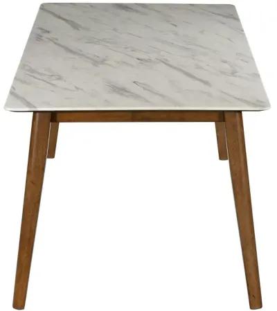 Everett Faux Marble Top Dining Table Natural Walnut and White