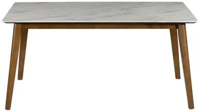 Everett Faux Marble Top Dining Table Natural Walnut and White