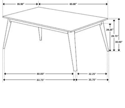 Everett Faux Marble Top Dining Table Natural Walnut and White