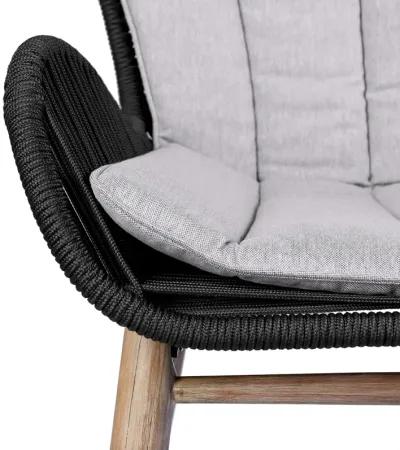 Fanny Outdoor Patio Dining Chair in Light Eucalyptus Wood and Charcoal Rope