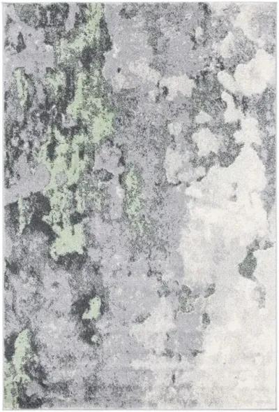 Adirondack Contemporary Green / Grey 4' X 6' Powerloomed Rug