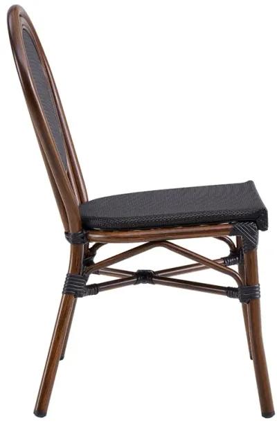 Erlend Stacking Side Chair in Black Textylene Mesh with Brown Frame - Set of 2