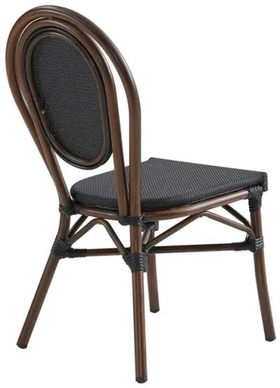 Erlend Stacking Side Chair in Black Textylene Mesh with Brown Frame - Set of 2