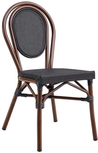 Erlend Stacking Side Chair in Black Textylene Mesh with Brown Frame - Set of 2