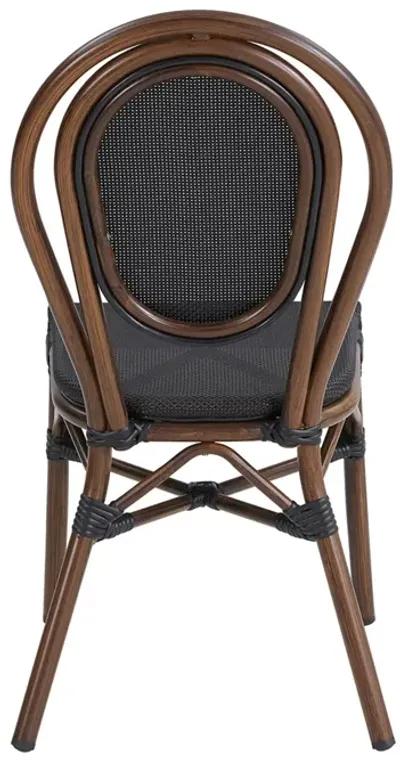 Erlend Stacking Side Chair in Black Textylene Mesh with Brown Frame - Set of 2