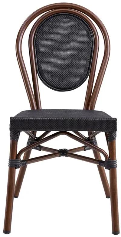 Erlend Stacking Side Chair in Black Textylene Mesh with Brown Frame - Set of 2