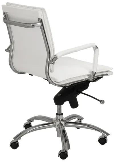 Gunar Pro Low Back Office Chair in White with Chromed Steel Base