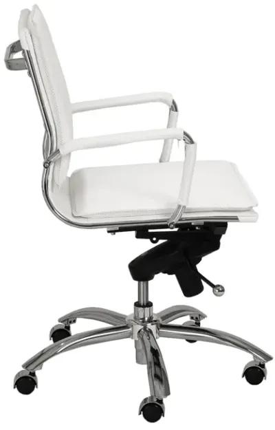 Gunar Pro Low Back Office Chair in White with Chromed Steel Base