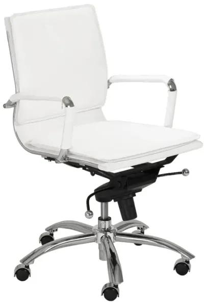 Gunar Pro Low Back Office Chair in White with Chromed Steel Base