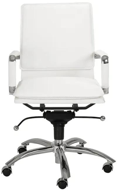 Gunar Pro Low Back Office Chair in White with Chromed Steel Base